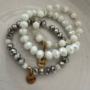 New erimish bracelet set of three boutique trendy stretch beaded bracelets